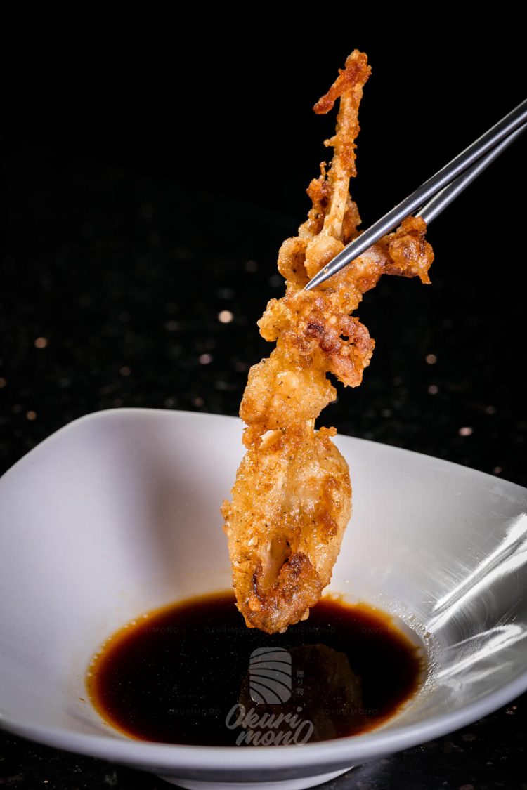 Mực Non Tẩm Bột Karaage - Whole cleaned baby squid skewered with karaage