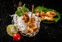 Mực Non Tẩm Bột Karaage - Whole cleaned baby squid skewered with karaage